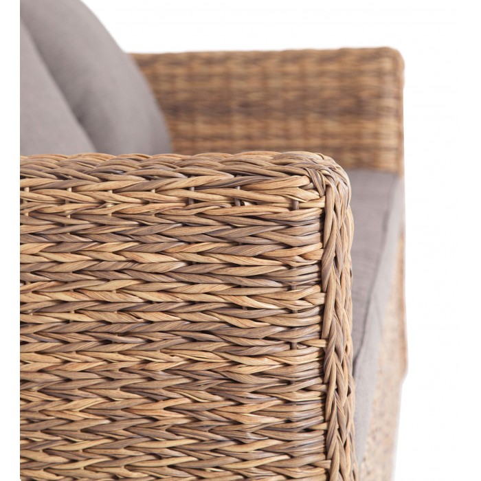 "Капучино" диван из искусственного ротанга (гиацинт) трехместный, цвет соломенный