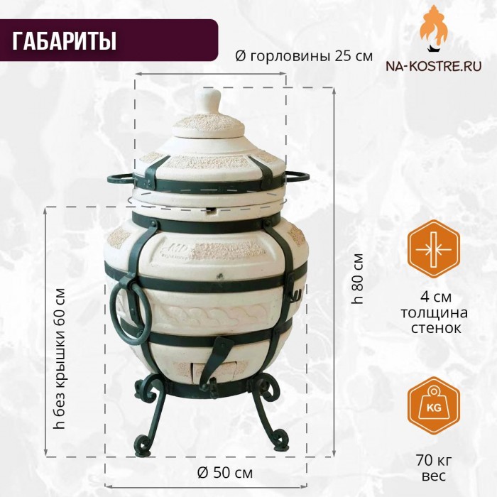 Тандыр “ДАЧНЫЙ” с откидной крышкой + аксессуары (Базовый комплект)